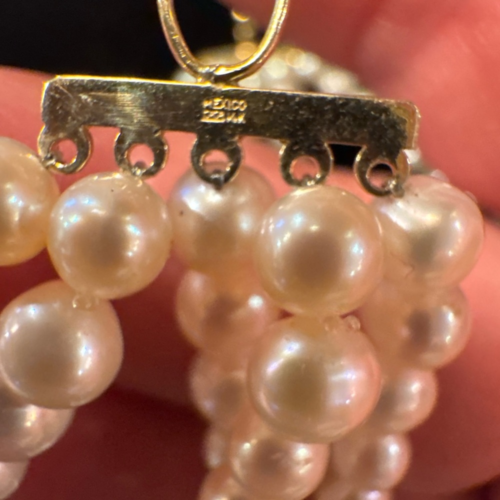 Vintage 14k clasp multi strand pearl necklace - Picture 2 of 6
